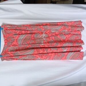 Mix Nouveau Paisley Maxi Skirt, circle skirt, bright colors (neon coral), 40" L